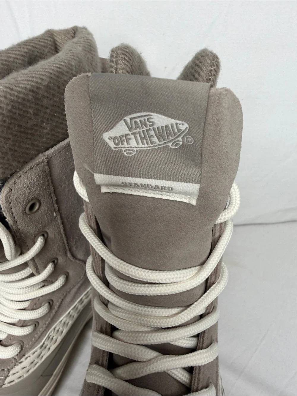 Women's size 5.5 / Men's size 4 Vans Taupe/Off-White High-Top Lace-Up MTE Boots